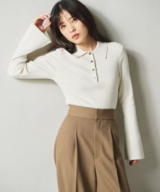 uncrave 【洗濯機洗い可】リブ フレアスリーブポロニット（uncrave STANDARD）