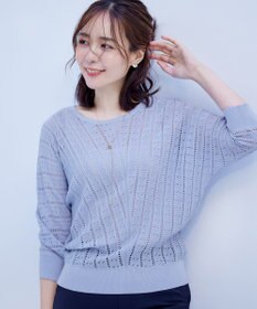 Tiaclasse 【洗える】透かし編みドルマンニットトップス