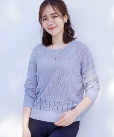 Tiaclasse 【洗える】透かし編みドルマンニットトップス
