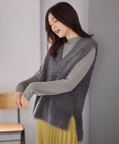 ANY L 【洗濯機可】フェザーニットベスト