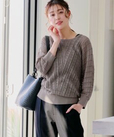 Tiaclasse 【洗える】透かし編みドルマンニットトップス