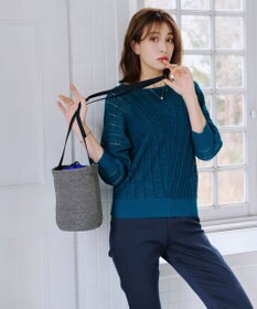 Tiaclasse 【洗える】透かし編みドルマンニットトップス