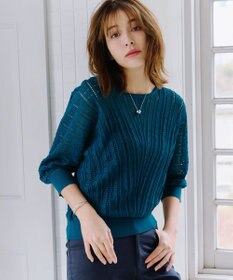 Tiaclasse 【洗える】透かし編みドルマンニットトップス