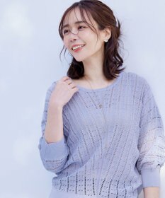 Tiaclasse 【洗える】透かし編みドルマンニットトップス