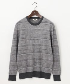 JOSEPH ABBOUD 【ストレッチ/スウェードタッチ/JAPANファブリック】ジャガード柄 プルオーバー ニット