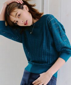 Tiaclasse 【洗える】透かし編みドルマンニットトップス