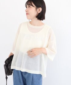 Green Parks アソートロゴ半袖シアーニットプルオーバー