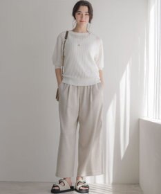 組曲 ライトリネンライクイージーワイド パンツ
