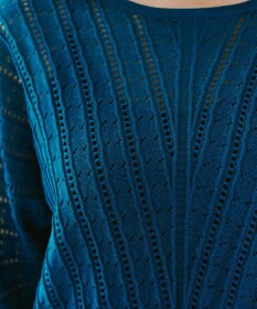 Tiaclasse 【洗える】透かし編みドルマンニットトップス