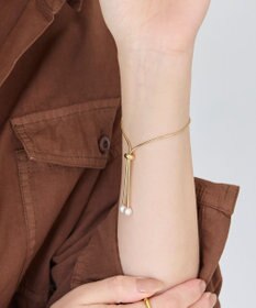 Phoebe スリムチェーンパールスライドブレスレット　ゴールド