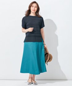 自由区 【洗える】クレープストレッチボーダー ニット