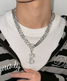 WEGO Mモチーフラインストーンネックレス