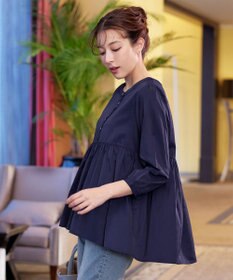 Tiaclasse L 【洗える】レーヨンツイルギャザーブラウス