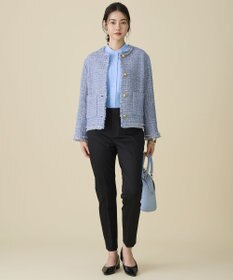 自由区 ファンシーノットツイードノーカラー ジャケット