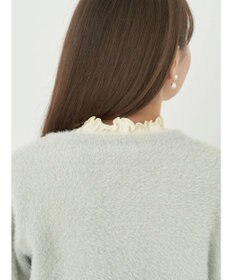 earth music&ecology ミニシャギーパールボタンカーディガン