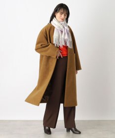 MOONBAT FURLA ウール混ラメ入りブロックチェックストールマフラー／幅50cm