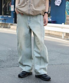 WEGO 【SMLサイズ展開】イージー3Dバレルレッグデニムパンツ