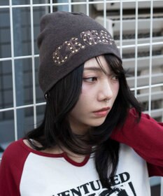 WEGO ロゴ刺繍スタッズビーニー