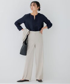 23区 S 【洗える】 バックサテンアムンゼン キーネック ブラウス