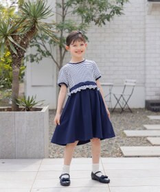 組曲 KIDS 【150-160㎝】マリンボーダー ワンピース