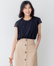 23区 【洗える】チュールコンビジャージー シアー カットソー