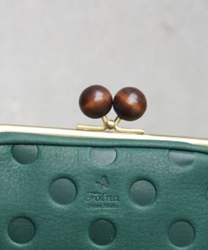 FOLNA RD ドット型押し ウッドボールがま口財布 マルチポーチ