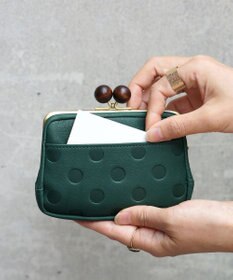 FOLNA RD ドット型押し ウッドボールがま口財布 マルチポーチ