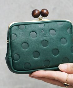 FOLNA RD ドット型押し ウッドボールがま口財布 マルチポーチ