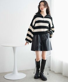 WEGO ハーフジップショートニットプルオーバー