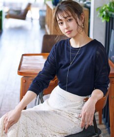 Tiaclasse 【インナーセット・洗える】ボーダー編みシアーニットアンサンブル