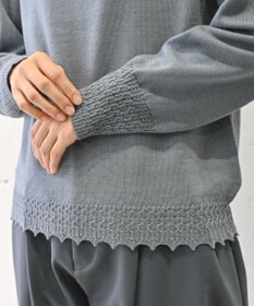 muuc 〈エクストラファインメリノウール〉〈洗えるニット〉レース編みハイネックプルオーバー
