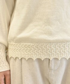 muuc 〈エクストラファインメリノウール〉〈洗えるニット〉レース編みハイネックプルオーバー