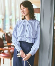 ANY SIS 【洗える】ラッフルレイヤード ブラウス ブルー系