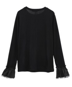 earth music&ecology フリルスリーブリブプルオーバー