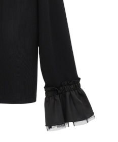 earth music&ecology フリルスリーブリブプルオーバー