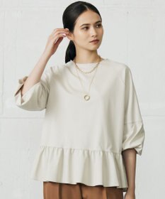 自由区 クリアコットンポンチペプラム カットソー ベージュ