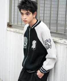 WEGO 【ユニセックス着用ITEM/MLサイズ展開】ジャガードニットスタジャン