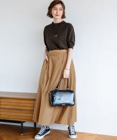 23区 L 【洗える】ナイロンコットンポプリン タック スカート