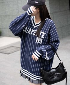 WEGO ベースボールグラフィックプルオーバーニット