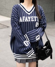 WEGO ベースボールグラフィックプルオーバーニット