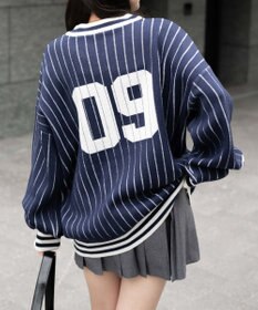 WEGO ベースボールグラフィックプルオーバーニット