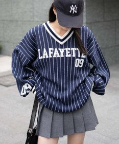 WEGO ベースボールグラフィックプルオーバーニット