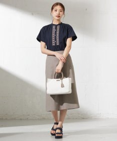 J.PRESS LADIES S 【洗える】麻ポリエステルストレッチ スカート