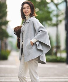 自由区 L 【SHIHOさん着用・昨年ご好評・デザインアップデート】襟付きリバー ポンチョ