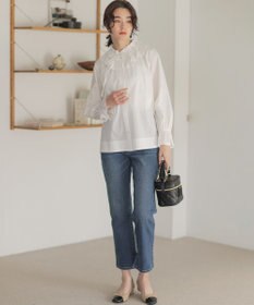 組曲 【2WAY】エアリーシャーティングフリル襟 ブラウス