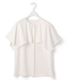 ICB L 【UVカット・接触冷感・防シワ・洗える】エステルダブルクロス ハンカチーフスリーブブラウス