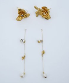 monshiro 【2WAY/スワロフスキー】シュウカイドウニハチライン ピアス