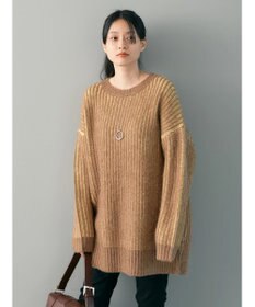 AMERICAN HOLIC バイカラー片畦ニットチュニック