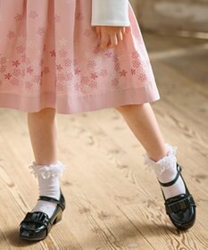 組曲 KIDS 【16-24㎝】レース付シルケット ショートソックス