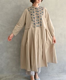 muuc 〈2WAY〉〈遠州織物の工場で織られた上質なコットン生地〉〈オーガニックコットン〉〈チュール素材に花刺繍〉あじさい小花刺繍 羽織り＆ワンピースドレス